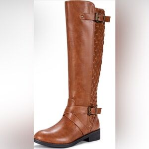 Riding Boots. Brown, faux leather, knee high